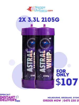 2x 3.3L Astral Whip Tanks – Only $107 | 2105g Food-Grade N₂O Cream Chargers Nangs Delivery