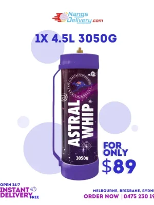 1x 4.5L Astral Whip Tank – Only $89 | 3050g Food-Grade N₂O Cream Charger Nangs Delivery